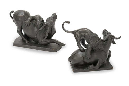 <b>A PAIR OF BRONZE HUNTING GROUPS</b>