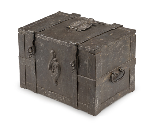 <b>A German wrought iron chest</b>