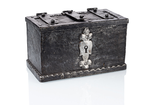 <b>A German wrought iron miniature casket</b>