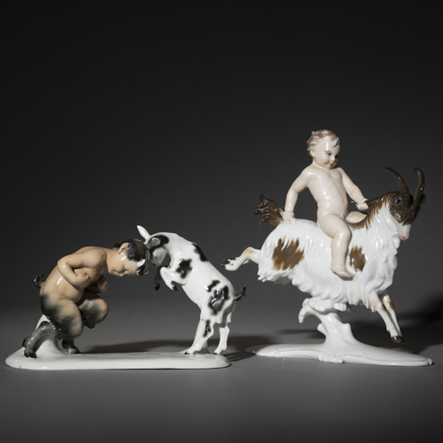 <b>TWO PORCELAIN GROUPS OF FAUNS AND HE-GOATS</b>