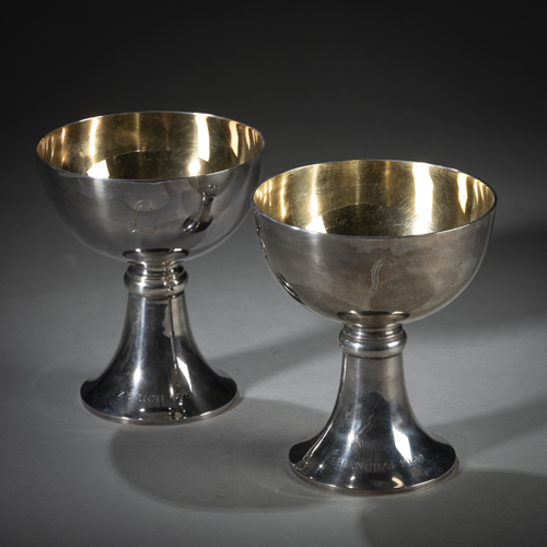 <b>TWO PARCIAL GILT SILVER CUPS</b>