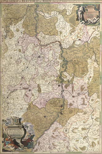 <b>Rheinlauf und Pfalz. Kol. Kpfst.-Karte</b>