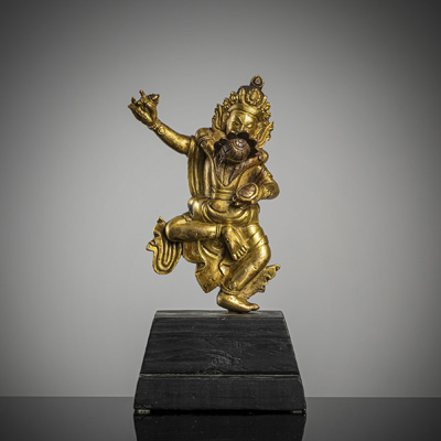 <b>Feuervergoldete Bronze einer tantrischen Gottheit</b>