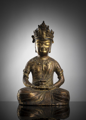 <b>Vergoldete Bronze eines Bodhisattva</b>