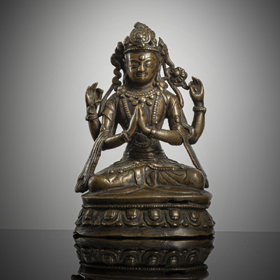 <b>Bön-Bronze des Shadakshari auf einem Lotus</b>