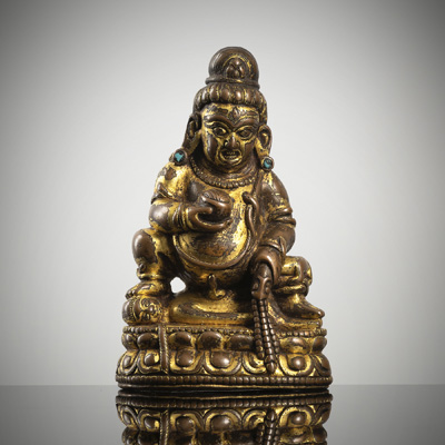 <b>Bronze des Jambhala mit Resten von Feuervergoldung</b>