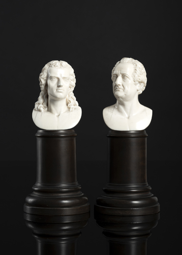 <b>Paar Büsten aus Elfenbein - Johann Wolfgang von Goethe und Friedrich Schiller</b>