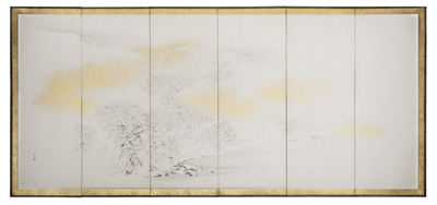 <b>A SIX-PANEL SCREEN BY OKAMOTO TOYOSHIKO (1773 - 1845)</b>