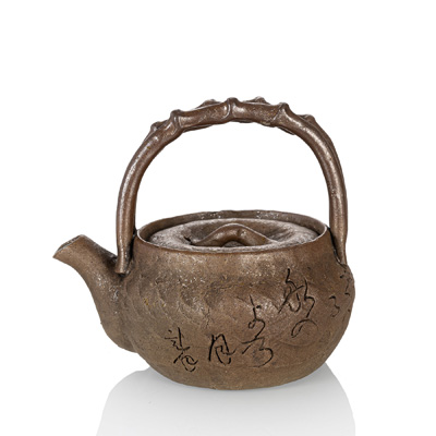 <b>A small stoneware teapot in the style of  Otagaki Rengetsu</b>
