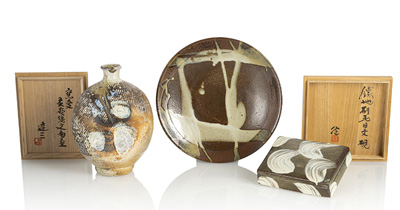 <b>Drei Studio-Keramiken u.a. von Shimaoka Tatsuzô</b>