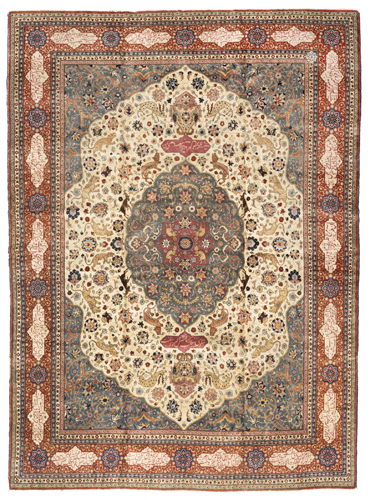 <b>An attractive medaglion carpet with incribed cartouches</b>