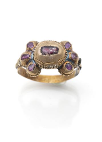 <b>A gold and gemstone ring</b>