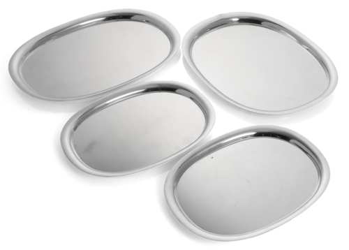 <b>TWO PAIRS OF GEORG JENSEN SILVER TRAYS ELYPSE NO. 1146C and 1146B</b>