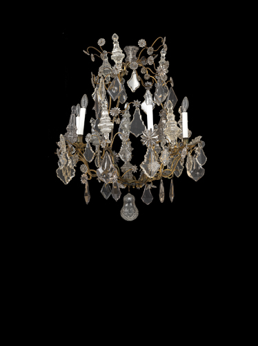 <b>A French gilt metal and cut glass chandelier</b>