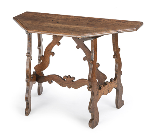 <b>A PAIR OF NORTH ITALIAN FRUITWOOD CONSOLE TABLES</b>