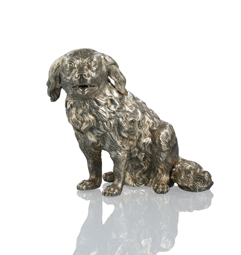 <b>Silver mock vessel in the shape of a Bolognese dog</b>