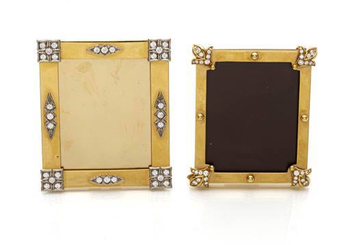 <b>Two fine gold and diamond photo frames</b>
