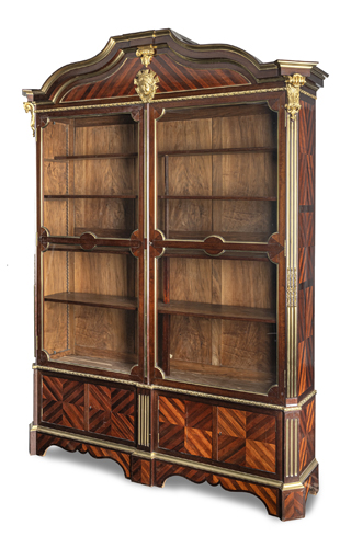 <b>A French ormolu- and brass-mounted amaranth and bois satiné display cabinet</b>