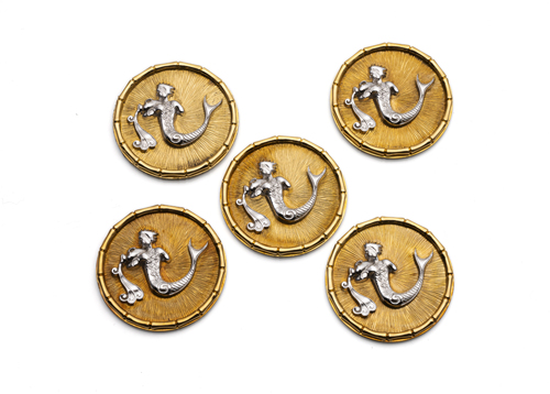 <b>Five gold medaillons with Aquarius</b>