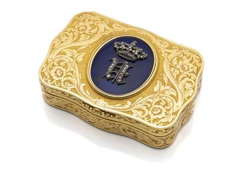 <b>A COURTLY GOLD AN ENAMEL SNUFF BOX OF KING UMBERTO I</b>