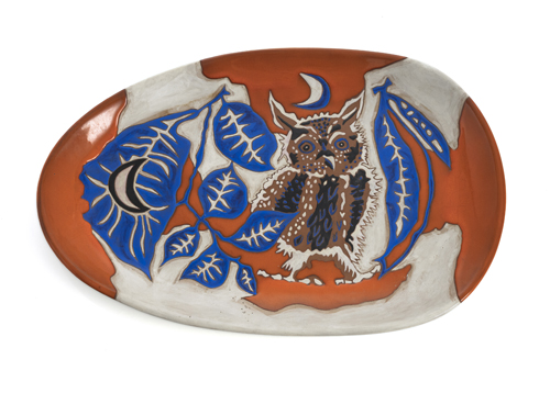 <b>Jean Lurcat (1892-1966) - Große Keramik-Platte mit Eule</b>