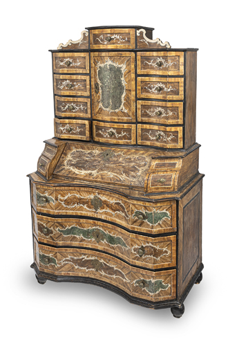 <b>An Austrian polychrome decorated and grained writing cabinet</b>