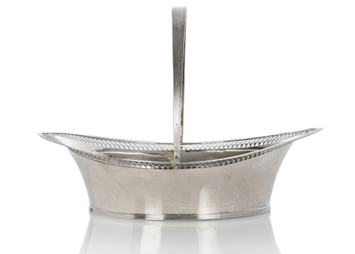 <b>A LARGE DUTCH PARTIAL OPENWORKED SILVER BASKET</b>