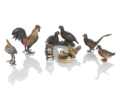 <b>Sieben Wiener Bronzen - verschiedene Vögel</b>