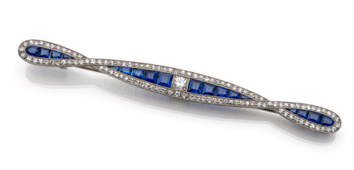 <b>Art Deco - Saphir-Diamant Brosche</b>