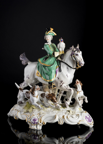 <b>LADY ON HORSEBACK WITH FALCON AND HOUNDS</b>