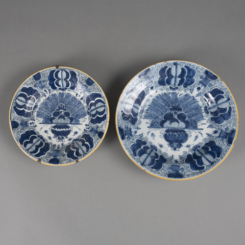 <b>TWO BLUE AND WHITE FAIENCE FLORAL DISHES</b>