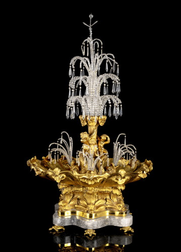 <b>An exceptional ormolu mounted, rock crystal and glass bead centerpiece</b>