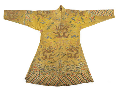 <b>Bedeutende Robe für einen tibetischen Adligen aus kaiserlich gelber Seide</b>