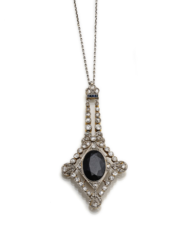<b>belle Epoque Style Diamond colored stone necklace</b>