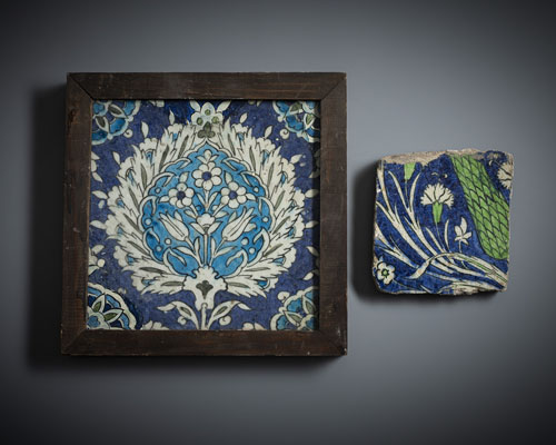 <b>Two glazed ceramic tiles</b> <b>Two glazed ceramic tiles</b>